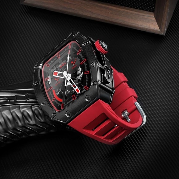 NIB HUALIMEI For Apple Watch Ultra Band 49mm Case in Black/Red - Picture 5 of 16